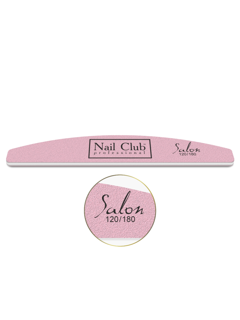 Розовая пилка для ногтей 120/180 серии Salon «лодка»