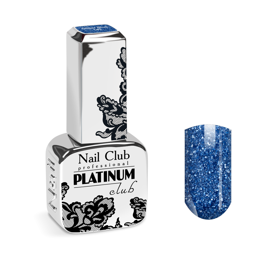 Эмалевый гель-лак для ногтей с липким слоем 141 Glitter Blue
