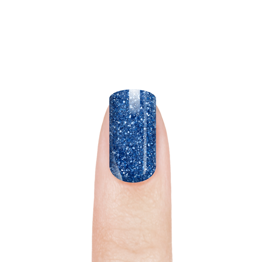 Эмалевый гель-лак для ногтей с липким слоем 141 Glitter Blue