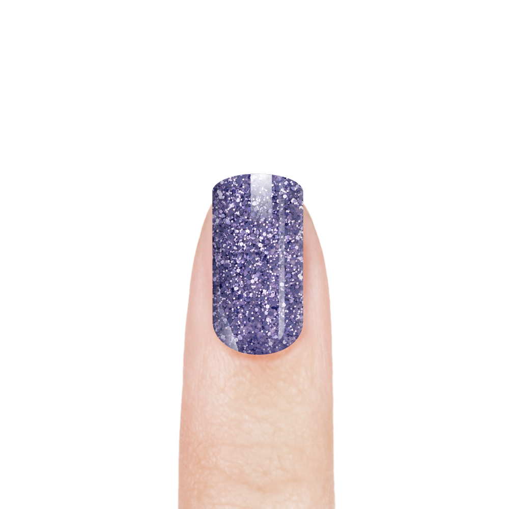Эмалевый гель-лак для ногтей с липким слоем 142 Glitter Lavanda