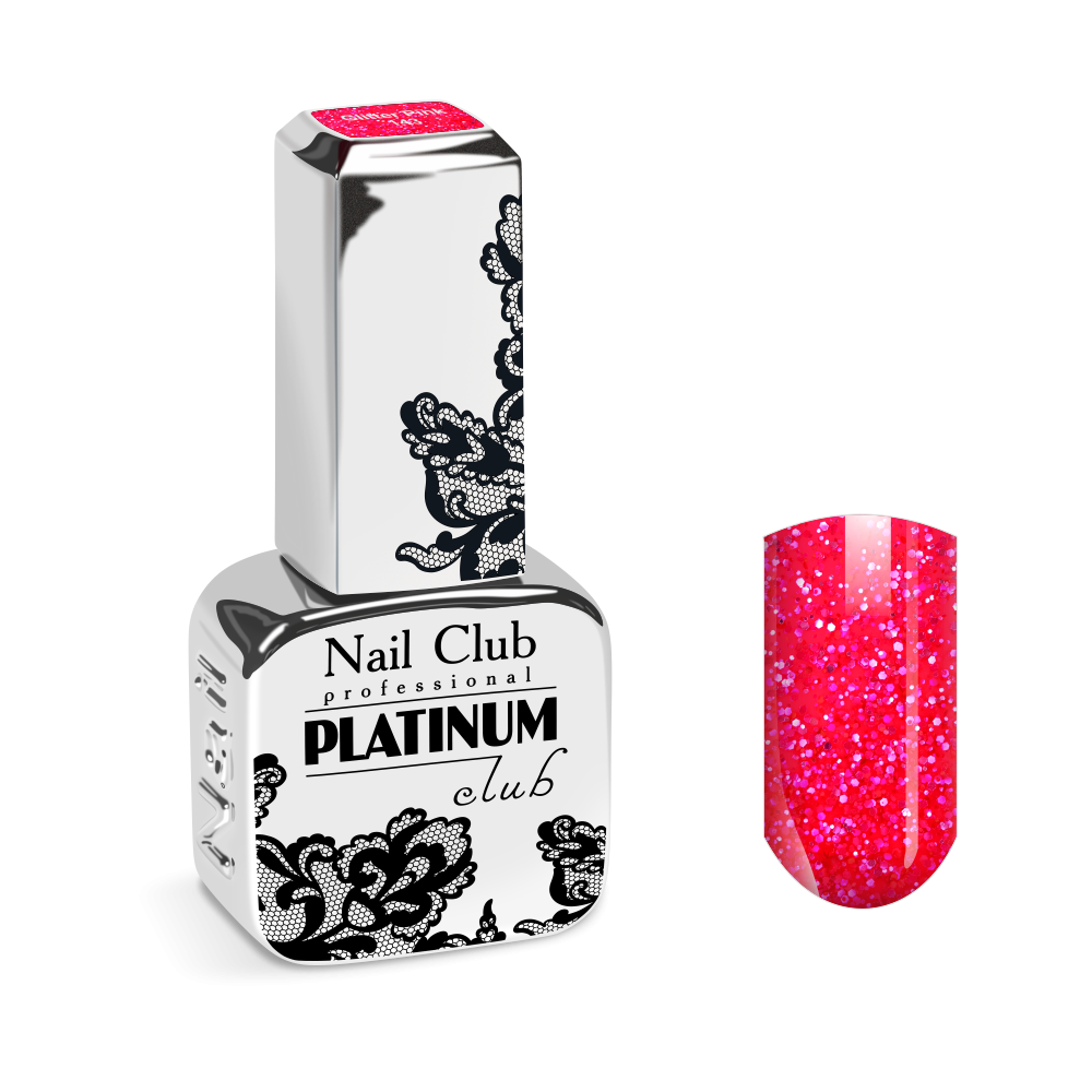 Эмалевый гель-лак для ногтей с липким слоем 143 Glitter Pink