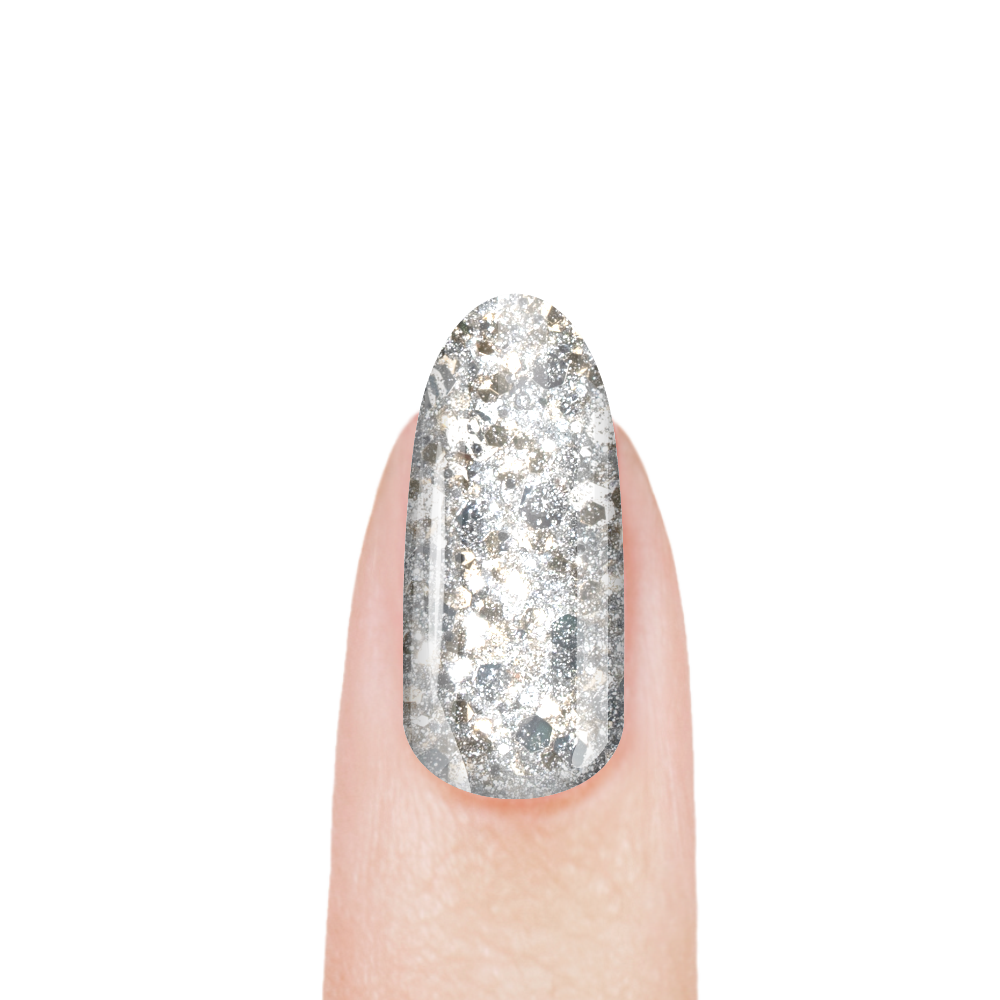 Гель-краска для ногтей с металлическими хлопьями S-29 Silver Stones