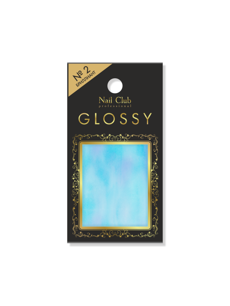 Купить фольгу с эффектом битого стекла для дизайна ногтей GLOSSY №2 Бриллиант
