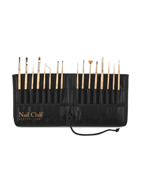 Купить футляр-подставку для маникюрных кистей из чёрной плащёвки с застёжкой на липучке Nail Club