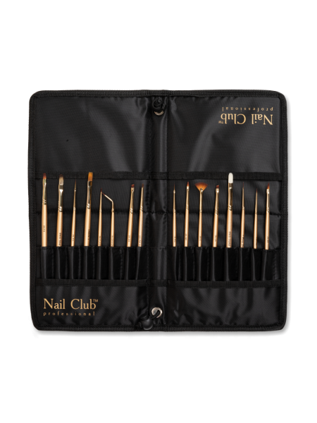 Купить футляр-подставку для маникюрных кистей из чёрной плащёвки с застёжкой на липучке Nail Club