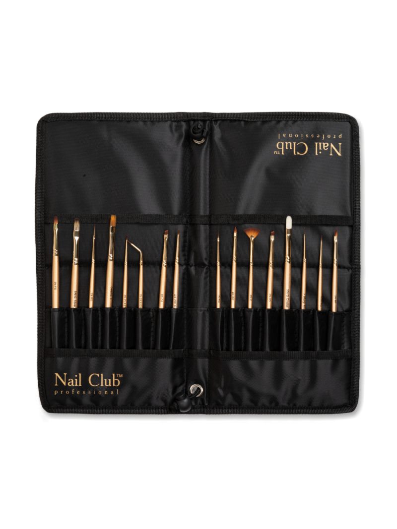 Купить футляр-подставку для маникюрных кистей из чёрной плащёвки с застёжкой на липучке Nail Club