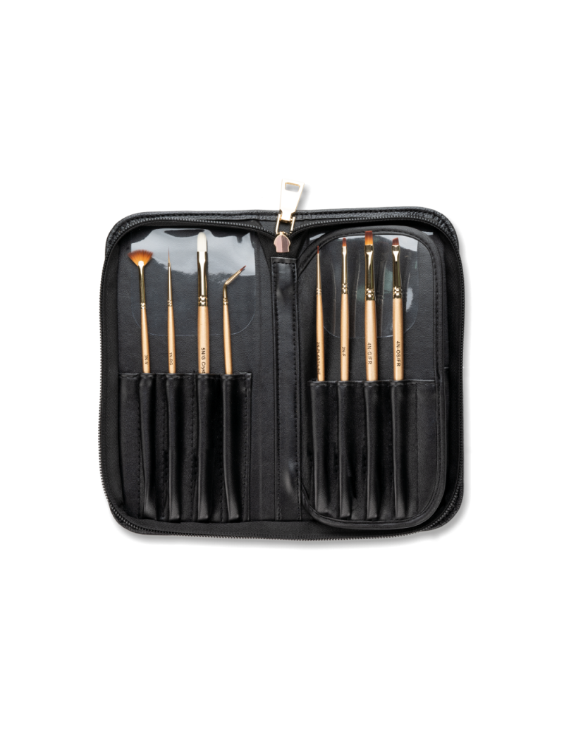 Купить футляр для маникюрных кистей из чёрной экокожи с замком Nail Club