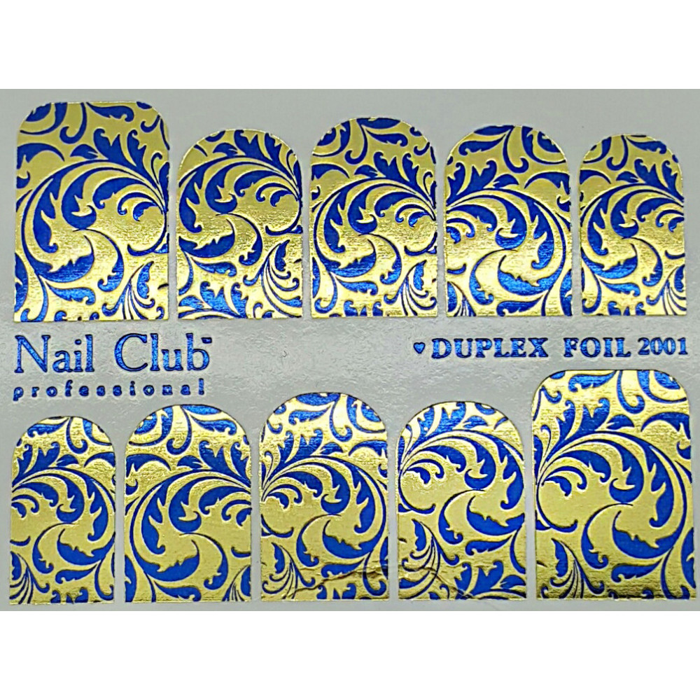 Слайдер-дизайн для ногтей с двойным фольгированием DUPLEX FOIL 2001 золото/синий