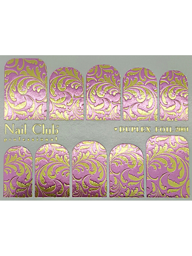 Купить слайдер-дизайн для ногтей с двойным фольгированием DUPLEX FOIL 2001 розовый/золото