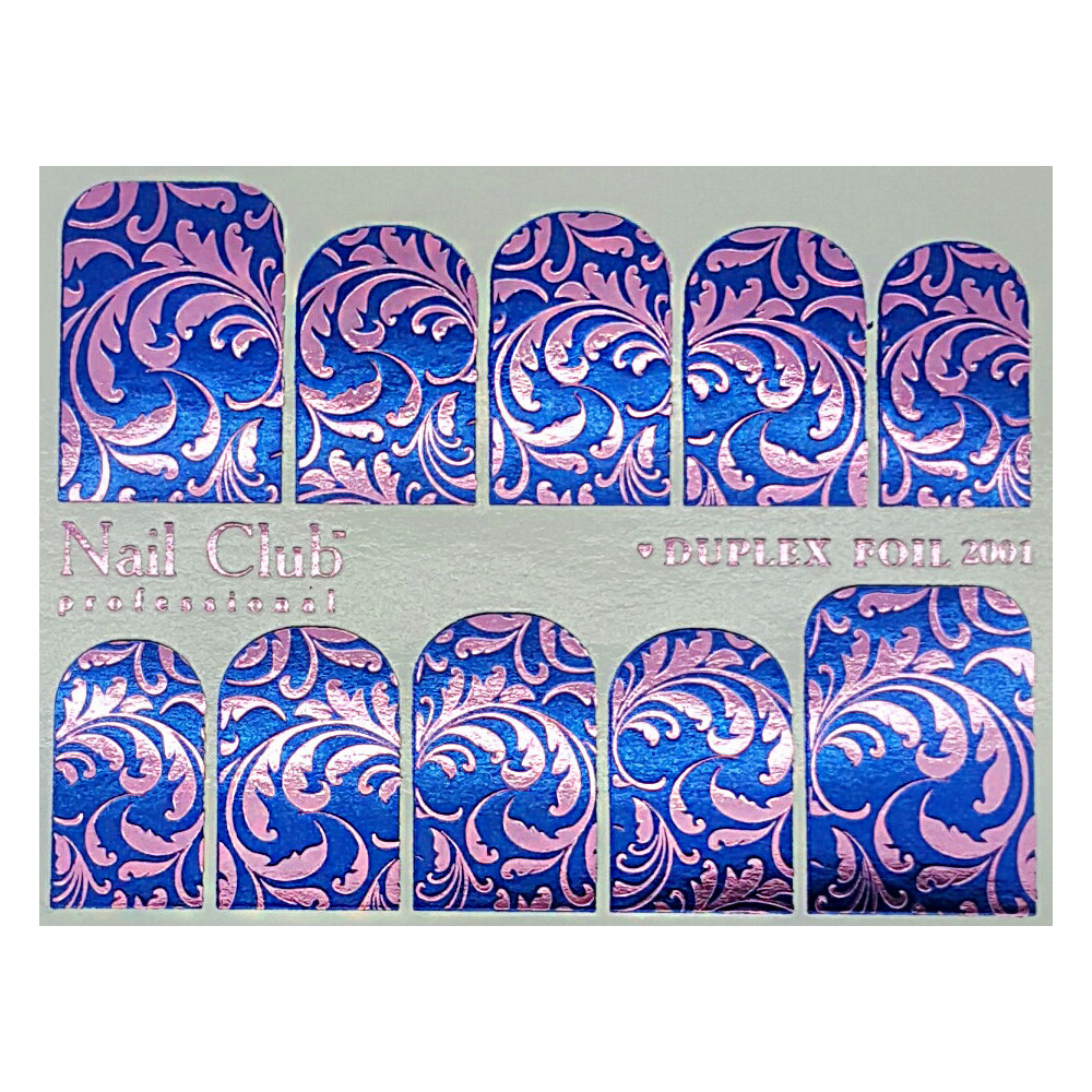 Слайдер-дизайн для ногтей с двойным фольгированием DUPLEX FOIL 2001 синий/розовый