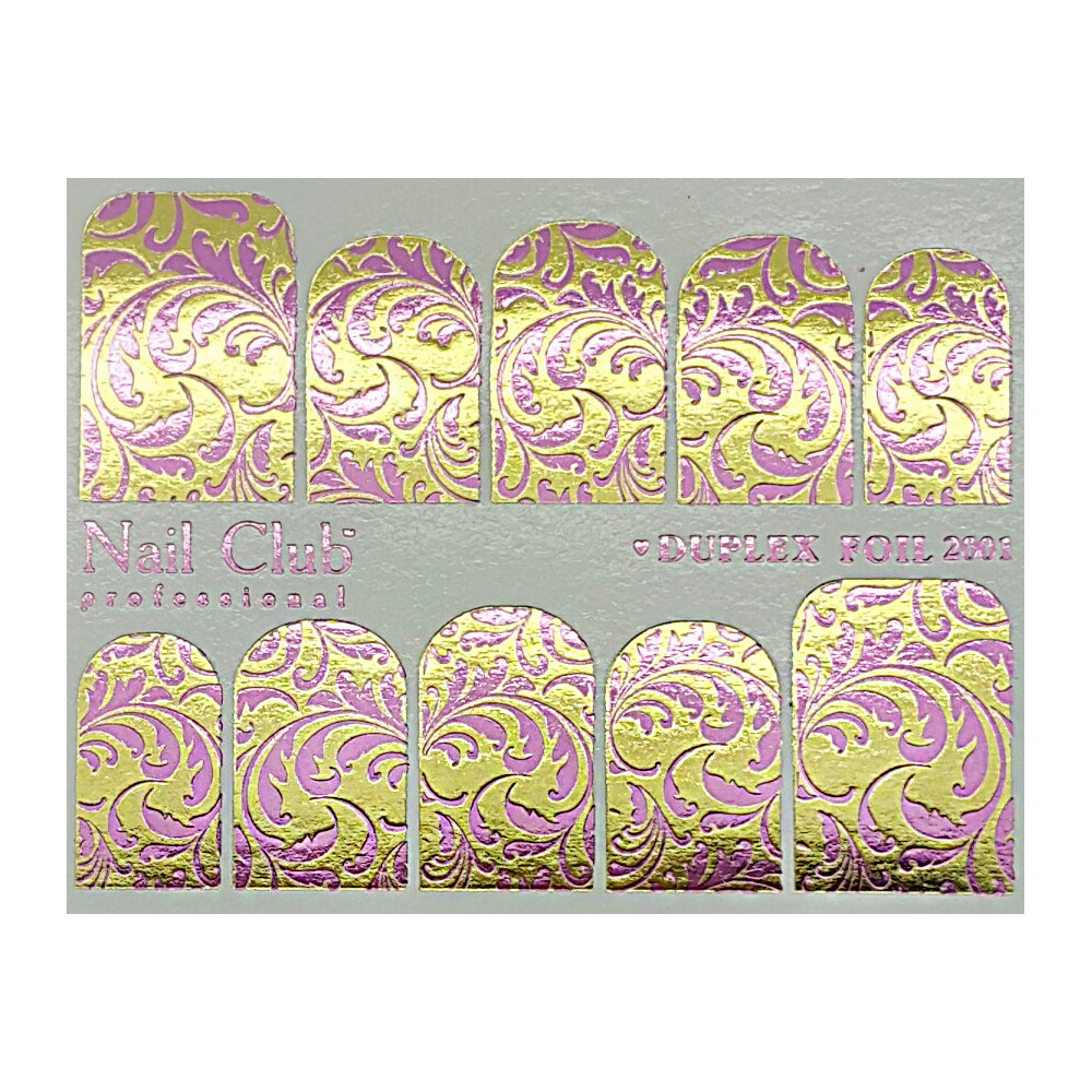 Слайдер-дизайн для ногтей с двойным фольгированием DUPLEX FOIL 2001 розовый/золото
