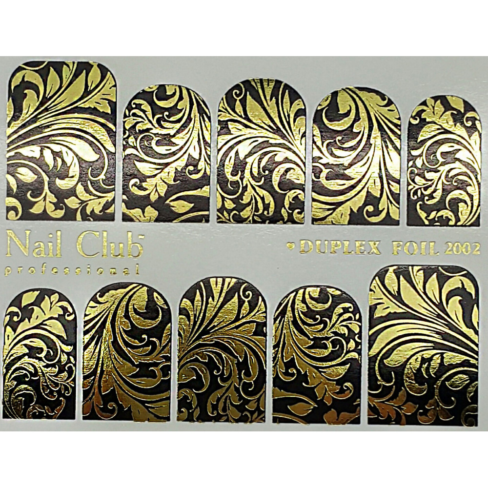 Слайдер-дизайн для ногтей с двойным фольгированием DUPLEX FOIL 2002 чёрный/золото