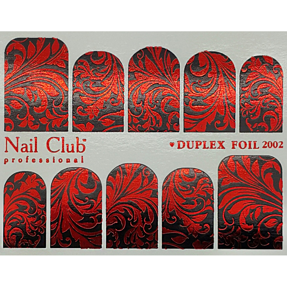 Слайдер-дизайн для ногтей с двойным фольгированием DUPLEX FOIL 2002 чёрный/красный