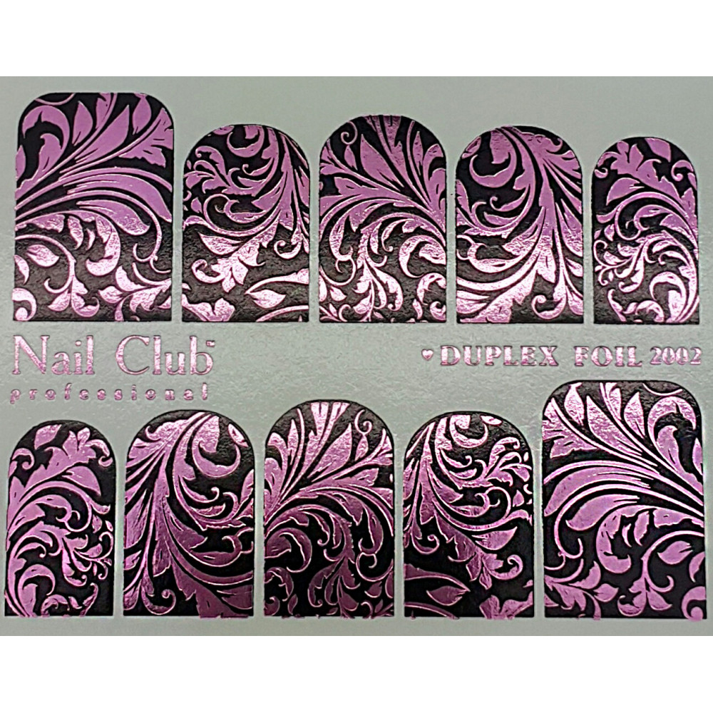 Слайдер-дизайн для ногтей с двойным фольгированием DUPLEX FOIL 2002 чёрный/розовый