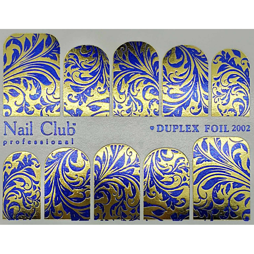 Слайдер-дизайн для ногтей с двойным фольгированием DUPLEX FOIL 2002 золото/синий
