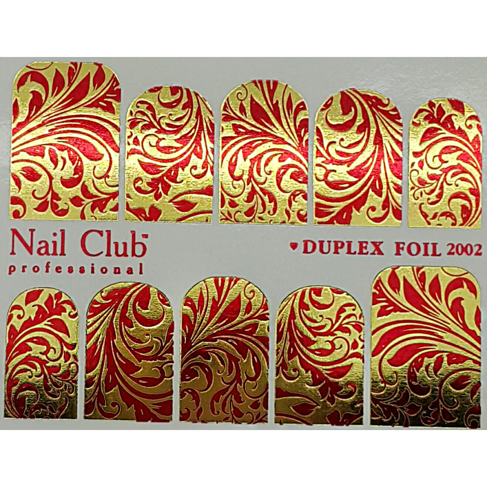 Слайдер-дизайн для ногтей с двойным фольгированием DUPLEX FOIL 2002 золото/красный