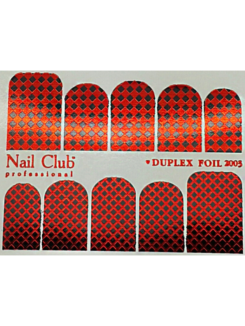 Купить слайдер-дизайн для ногтей с двойным фольгированием DUPLEX FOIL 2003 чёрный/красный