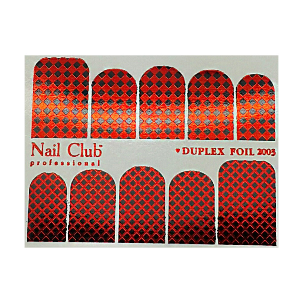 Слайдер-дизайн для ногтей с двойным фольгированием DUPLEX FOIL 2003 чёрный/красный