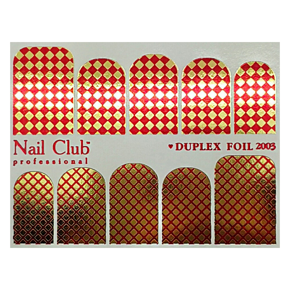 Слайдер-дизайн для ногтей с двойным фольгированием DUPLEX FOIL 2003 золотой/красный