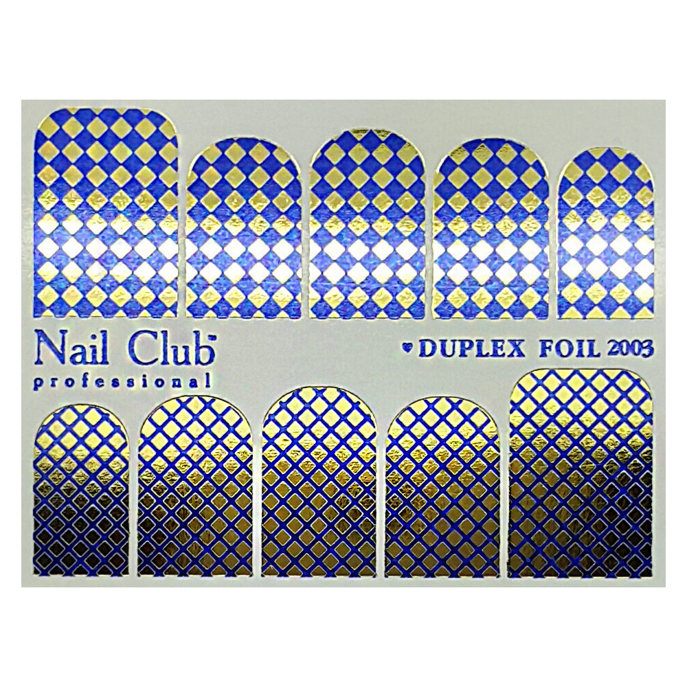Слайдер-дизайн для ногтей с двойным фольгированием DUPLEX FOIL 2003 золотой/синий