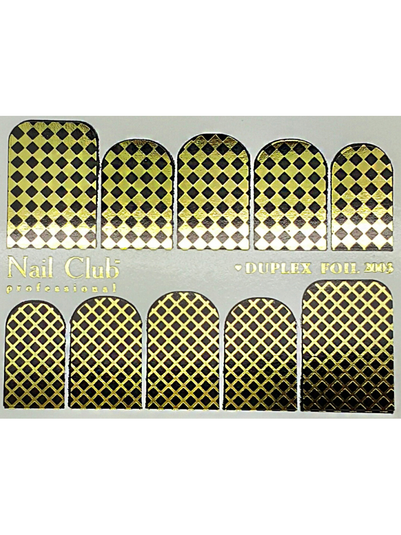 Купить слайдер-дизайн для ногтей с двойным фольгированием DUPLEX FOIL 2003 золотой/чёрный