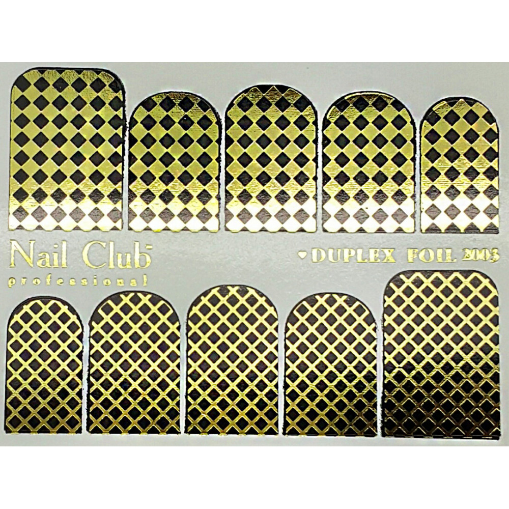 Слайдер-дизайн для ногтей с двойным фольгированием DUPLEX FOIL 2003 золотой/чёрный