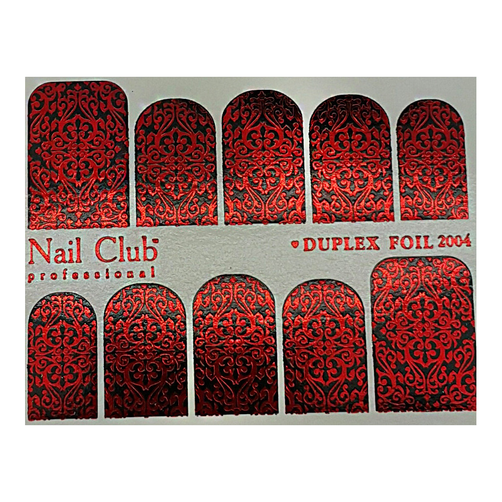 Слайдер-дизайн для ногтей с двойным фольгированием DUPLEX FOIL 2004 чёрный/красный
