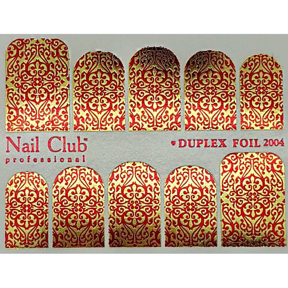 Слайдер-дизайн для ногтей с двойным фольгированием DUPLEX FOIL 2004 золотой/красный
