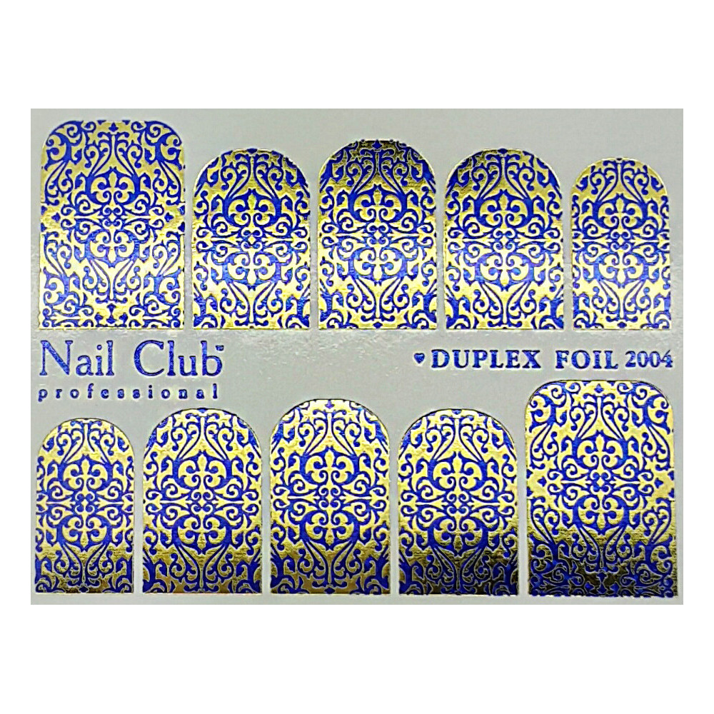 Слайдер-дизайн для ногтей с двойным фольгированием DUPLEX FOIL 2004 золотой/синий