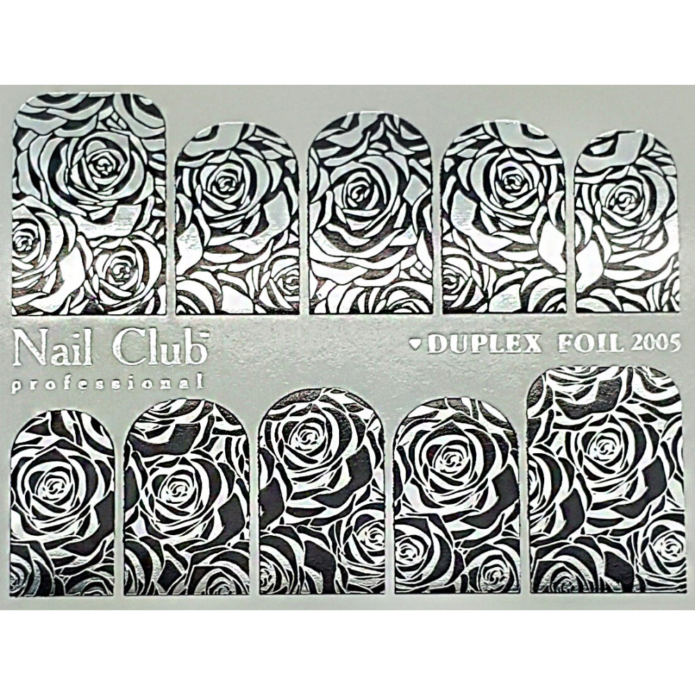Слайдер-дизайн для ногтей с двойным фольгированием DUPLEX FOIL 2005 серебро/чёрный