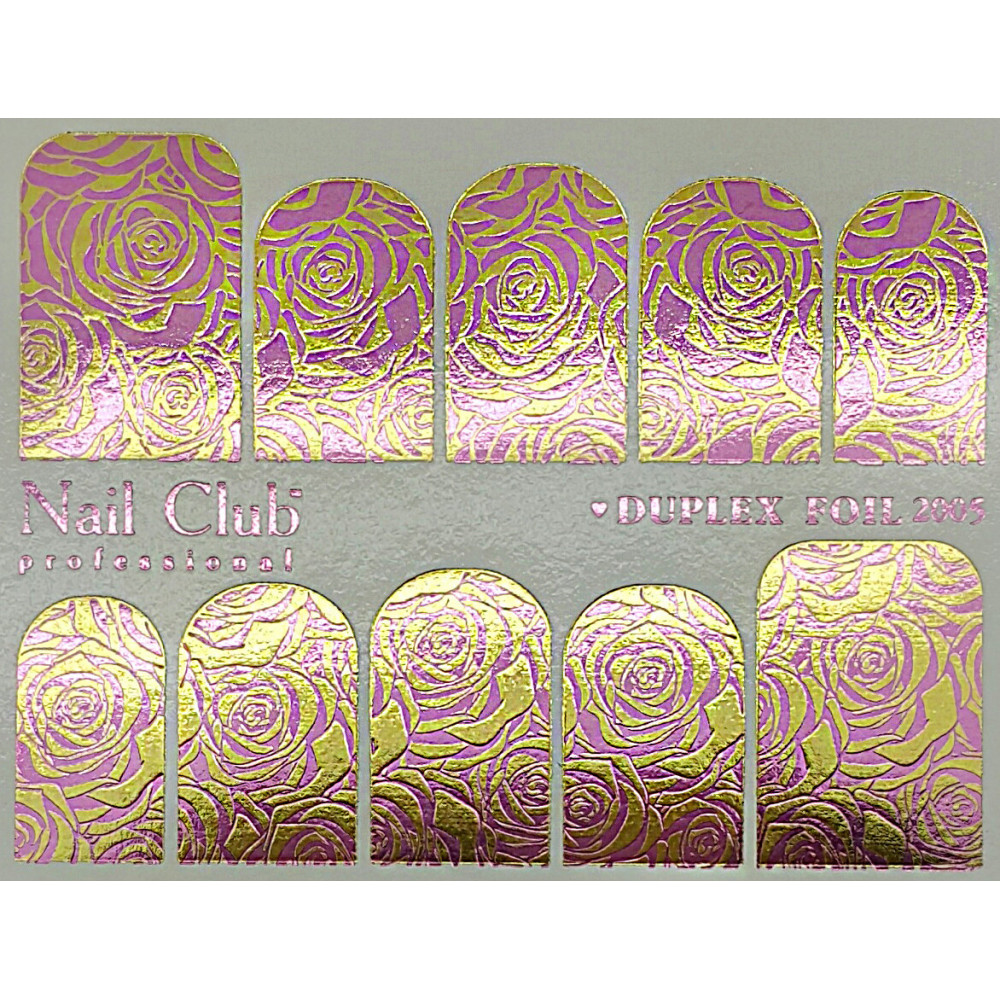 Слайдер-дизайн для ногтей с двойным фольгированием DUPLEX FOIL 2005 золотой/розовый