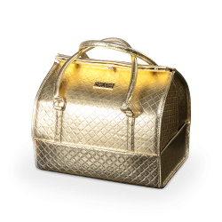 Саквояж-чемодан для мастера маникюра золотой с металлическим...