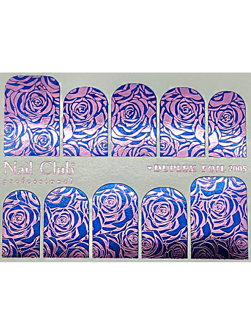 Купить слайдер-дизайн для ногтей с двойным фольгированием DUPLEX FOIL 2005 синий/розовый