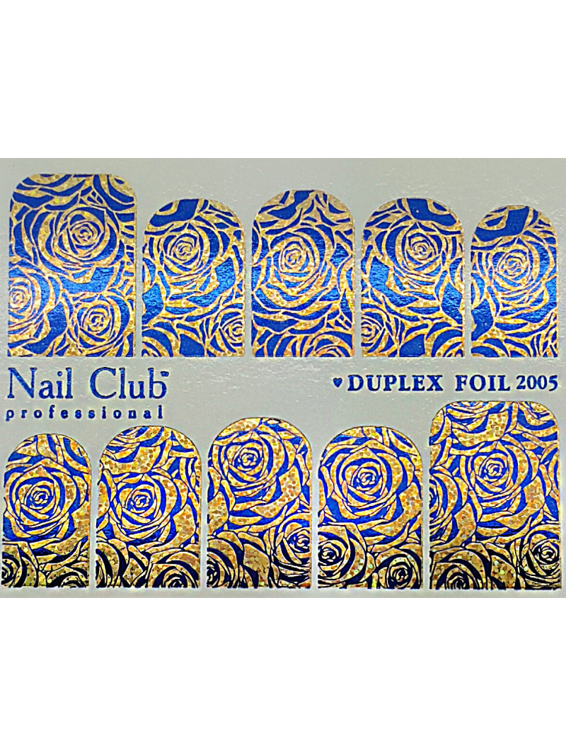 Купить слайдер-дизайн для ногтей с двойным фольгированием DUPLEX FOIL 2005 золотая фольга/синий песок