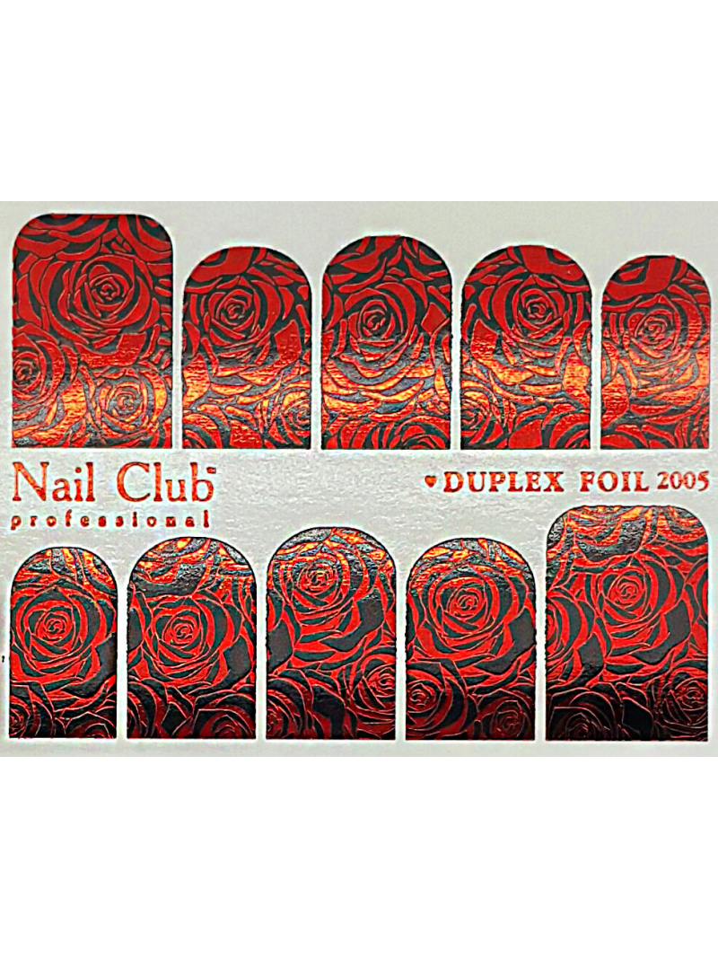 Купить слайдер-дизайн для ногтей с двойным фольгированием DUPLEX FOIL 2005 чёрный/красный