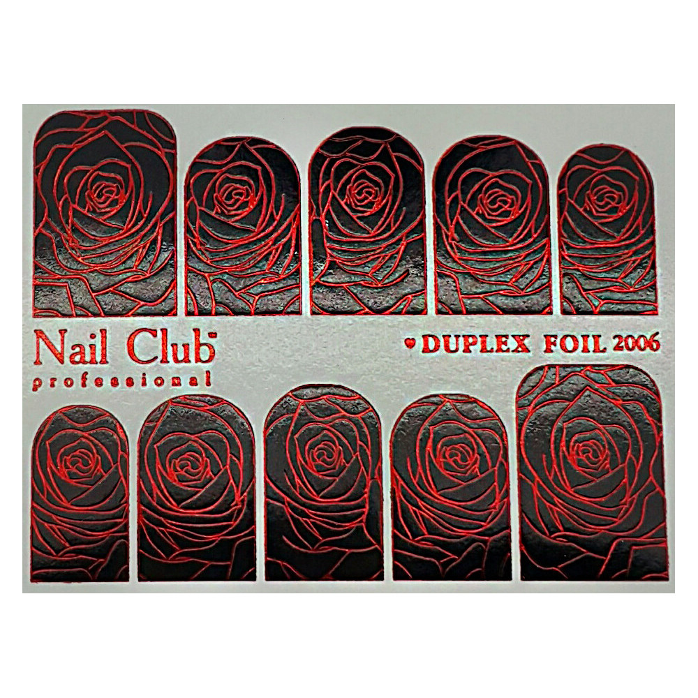 Слайдер-дизайн для ногтей с двойным фольгированием DUPLEX FOIL 2006 чёрный/красный