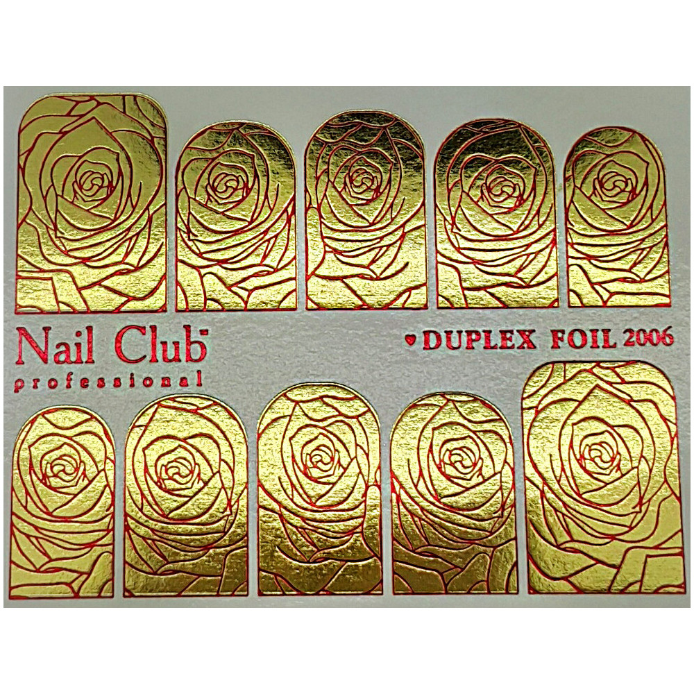 Слайдер-дизайн для ногтей с двойным фольгированием DUPLEX FOIL 2006 золотой/красный