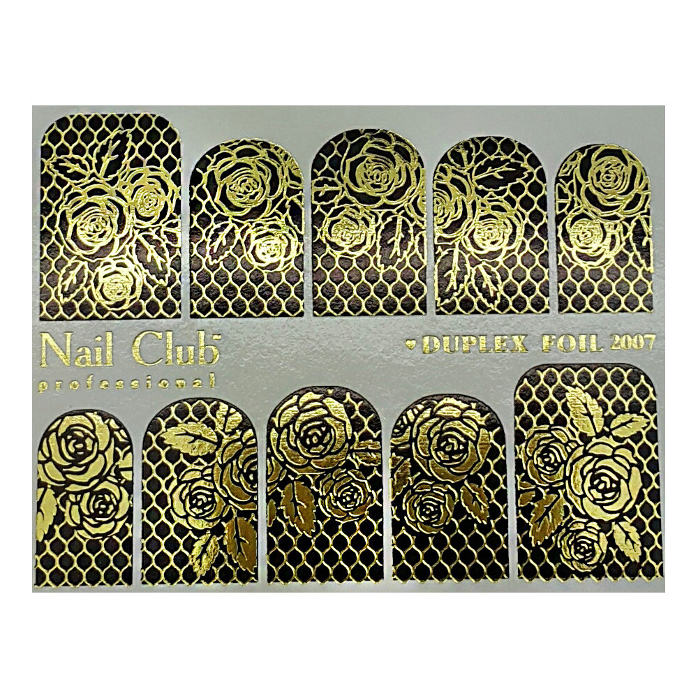 Слайдер-дизайн для ногтей с двойным фольгированием DUPLEX FOIL 2007 чёрный/золотой