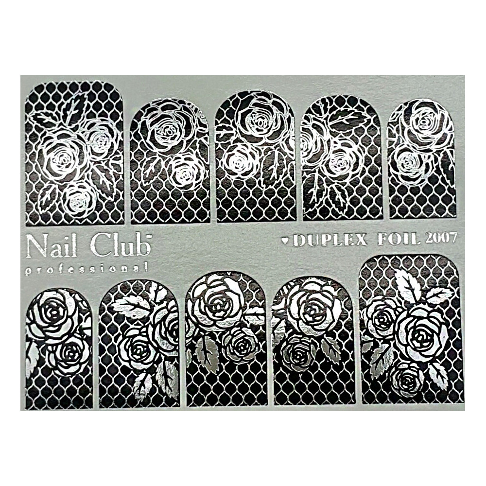 Слайдер-дизайн для ногтей с двойным фольгированием DUPLEX FOIL 2007 чёрный/серебряный