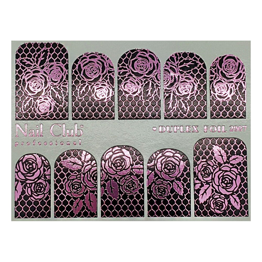 Слайдер-дизайн для ногтей с двойным фольгированием DUPLEX FOIL 2007 чёрный/розовый