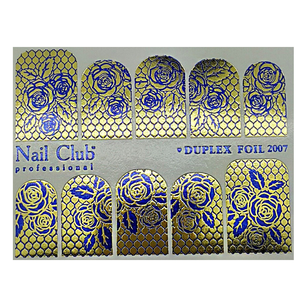 Слайдер-дизайн для ногтей с двойным фольгированием DUPLEX FOIL 2007 золотой/синий