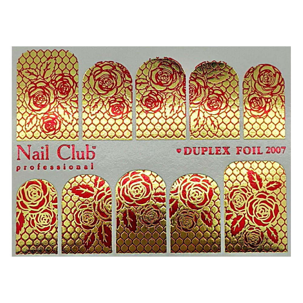 Слайдер-дизайн для ногтей с двойным фольгированием DUPLEX FOIL 2007 золотой/красный