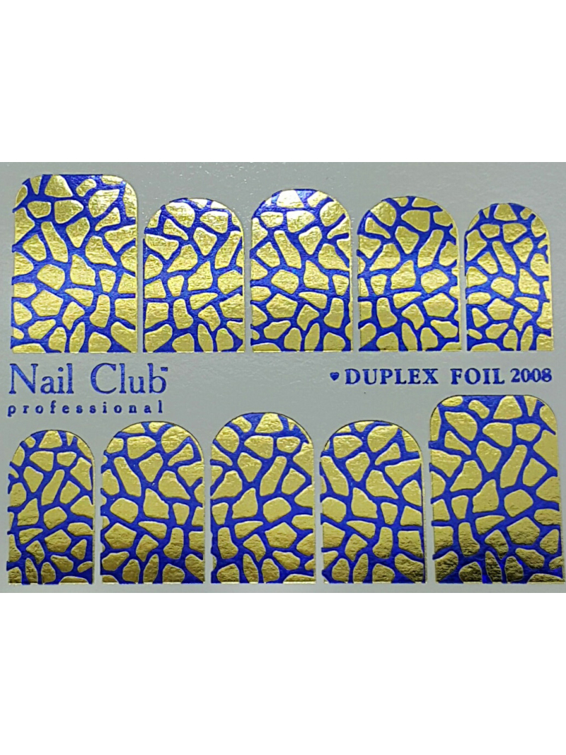Купить слайдер-дизайн для ногтей с двойным фольгированием DUPLEX FOIL 2008 синий/золото