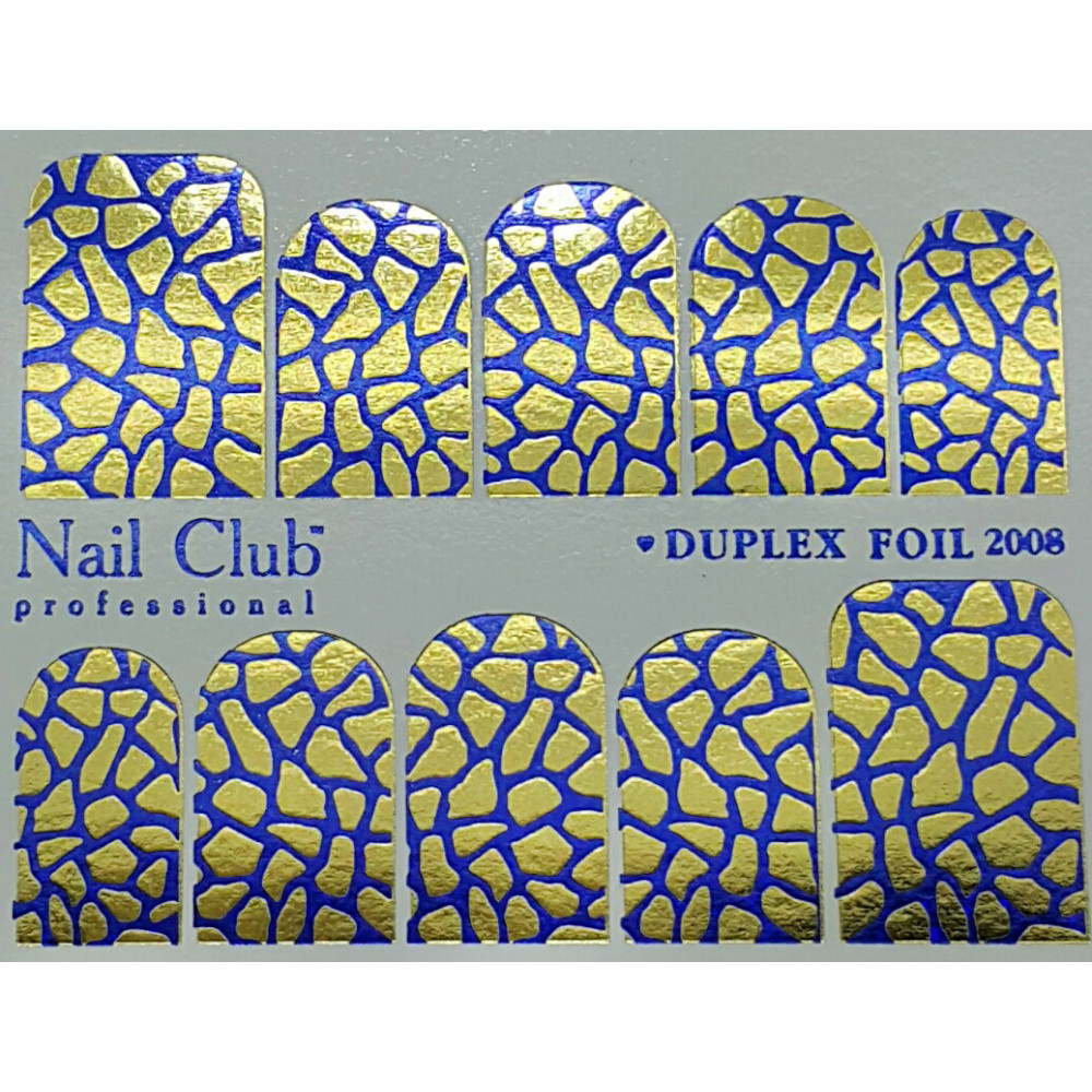 Слайдер-дизайн для ногтей с двойным фольгированием DUPLEX FOIL 2008 синий/золото