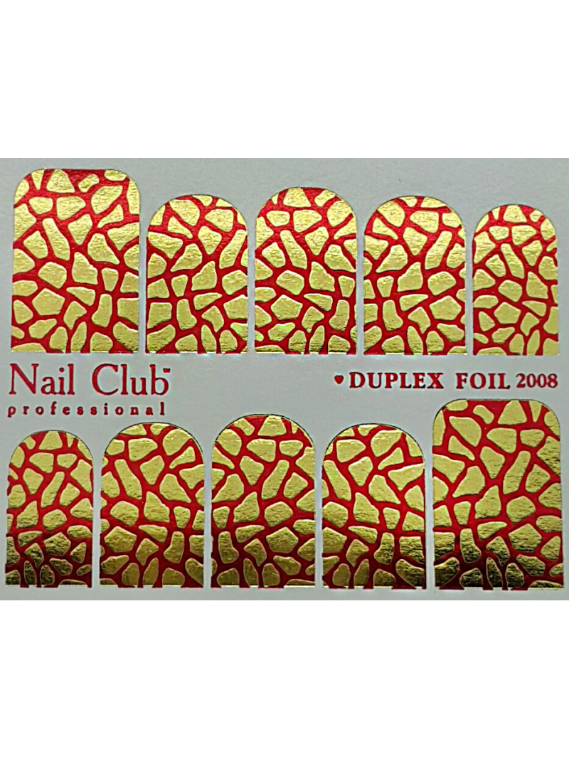 Купить слайдер-дизайн для ногтей с двойным фольгированием DUPLEX FOIL 2008 золото/красный