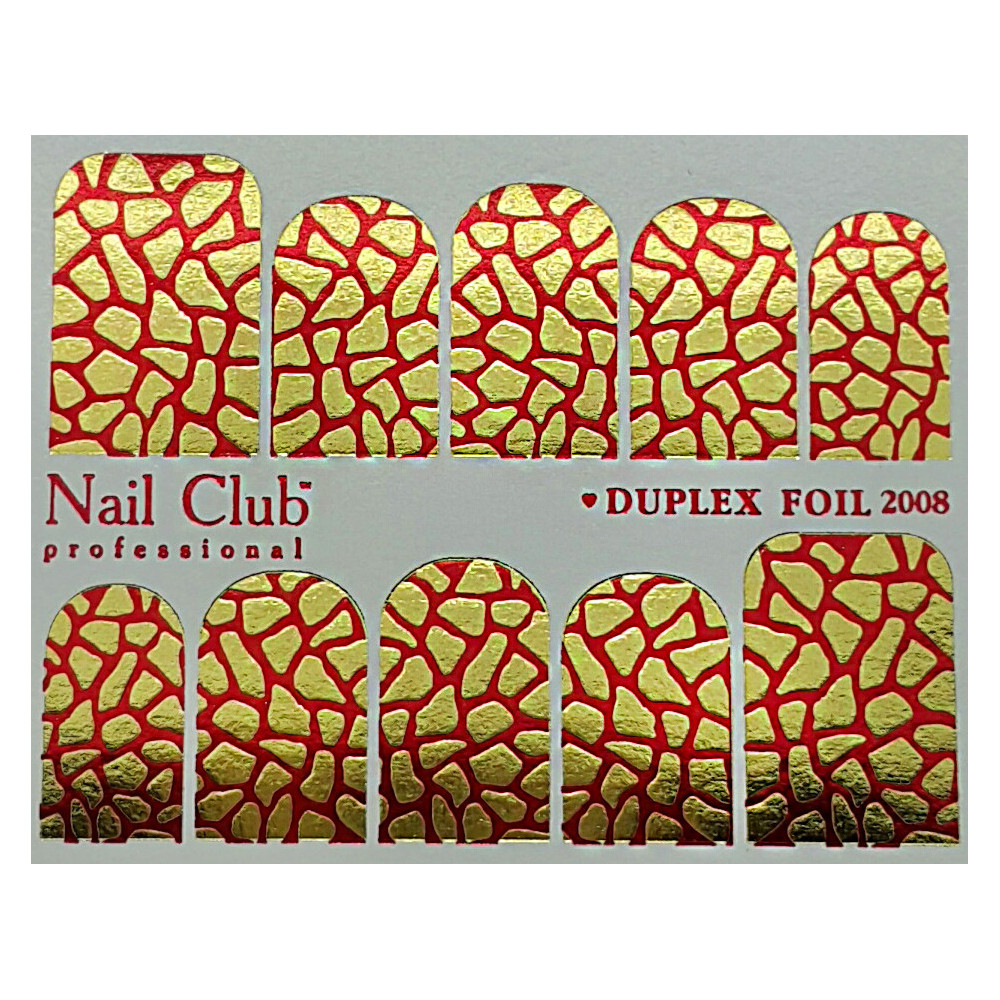 Слайдер-дизайн для ногтей с двойным фольгированием DUPLEX FOIL 2008 золото/красный