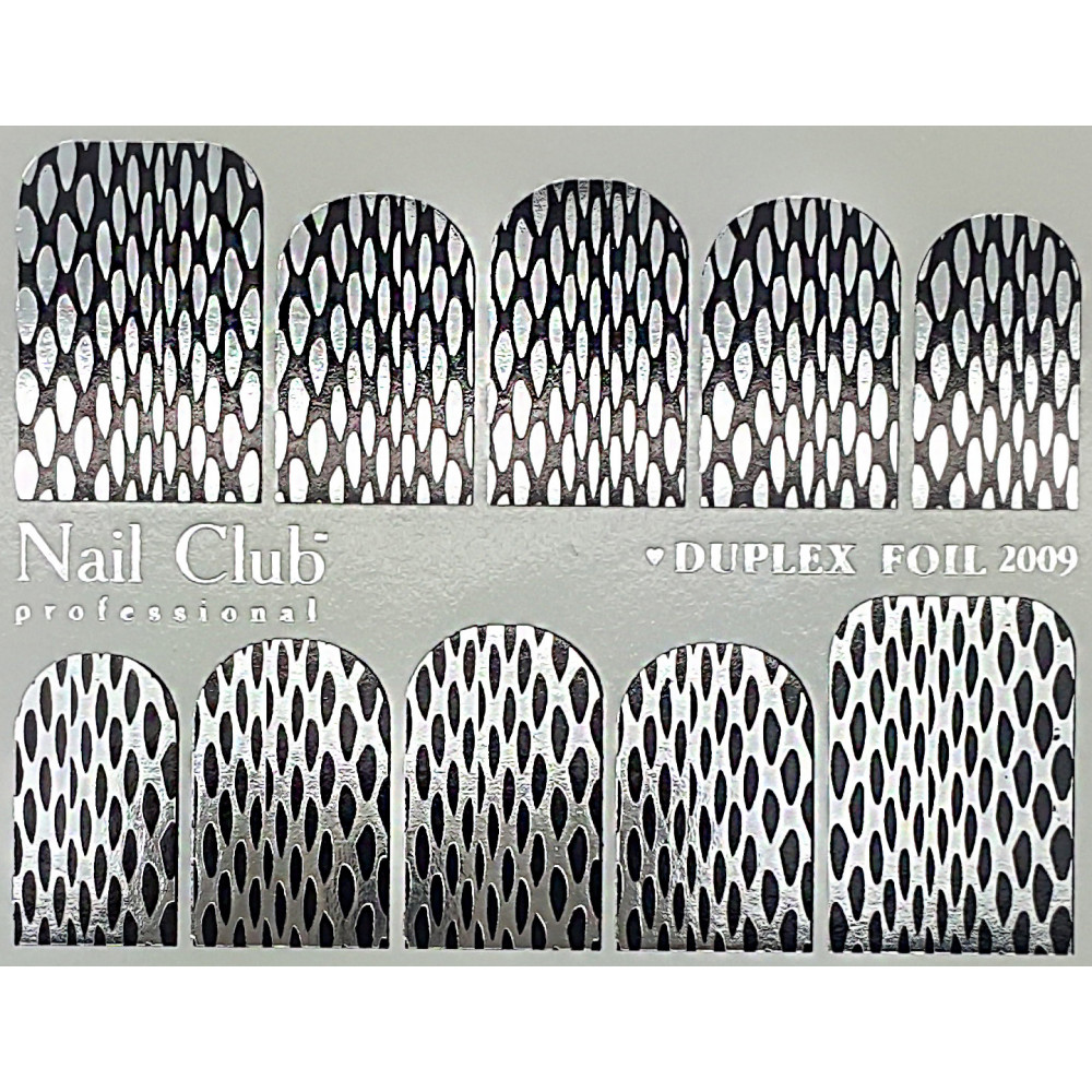 Слайдер-дизайн для ногтей с двойным фольгированием DUPLEX FOIL 2009 чёрный/серебряный