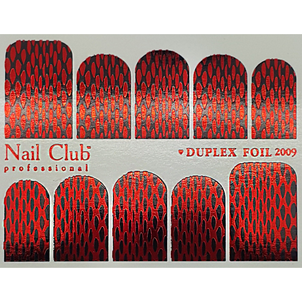 Слайдер-дизайн для ногтей с двойным фольгированием DUPLEX FOIL 2009 чёрный/красный