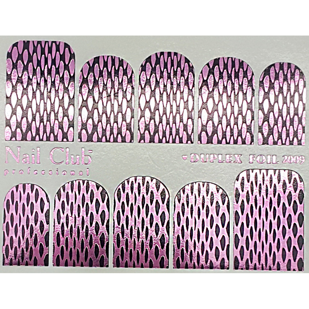 Слайдер-дизайн для ногтей с двойным фольгированием DUPLEX FOIL 2009 чёрный/розовый