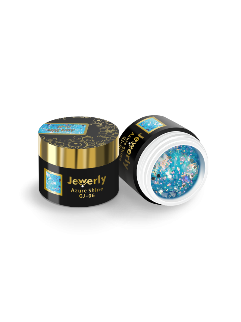 Купить гель-краску для ногтей с глиттером GJ-06 Azure Shine JEWERLY Nail Club